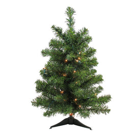 2' Pre-Lit Medium Canadian Pine Artificial Christmas Tree - Clear Lights