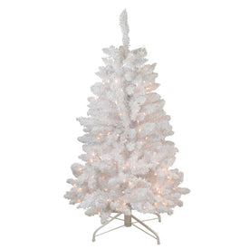 4' Pre-Lit Slim Flocked Artificial Christmas Tree - Clear Lights