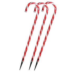 28" Red and White Lighted Candy Cane Christmas Outdoor Decors Set of 3