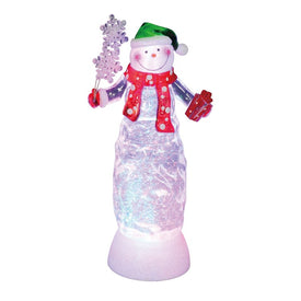 11" Swirling Glitter LED Lighted Snowman with Gifts Table Top Christmas Decoration