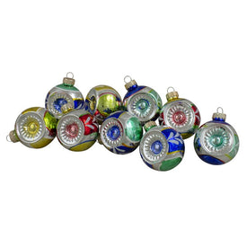 2.25" Vibrantly Colored Retro Reflector Shiny Glass Christmas Ball Ornaments 9-Count