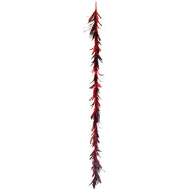 6' x 3" Vibrant Red Regal Peacock Feather Artificial Christmas Garland - Unlit
