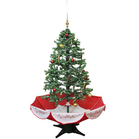 4.5' Pre-Lit Medium Musical Snowing Artificial Christmas Tree with Umbrella Base - Blue LED Lights