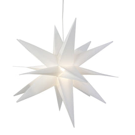 22" White LED Lighted Foldable Moravian Star Hanging Christmas Decoration