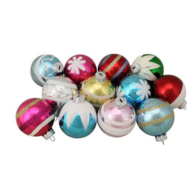 2.5" Frosted and Glittered Shiny Multi Color Christmas Ball Ornaments 12-Count