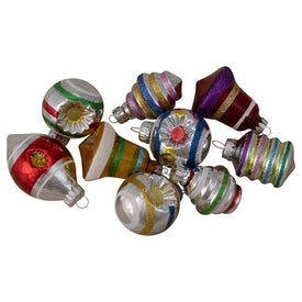 2.5" Silver and Gold Glass Two-Finish Glittered Christmas Ornaments 9-Count