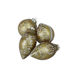 2.75" Gold and Silver Shiny Glass Christmas Ball Ornaments 4-Count