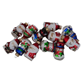 2" Red Winter Snowmen and Santa Claus Figurine Glass Christmas Ornaments 12-Count