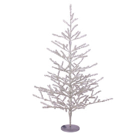 3' Pre-Lit Silver Tinsel Twig Artificial Christmas Tree - Clear LED Lights