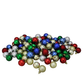 1.5" Vibrantly Colored Shatterproof Four-Finish Christmas Ball Ornaments 96-Count