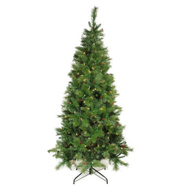7' Pre-Lit Slim Mount Beacon Pine Artificial Christmas Tree - Multi-Color LED Lights