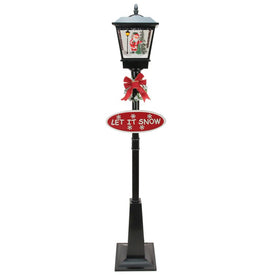 70.75" Lighted Black Musical Santa Vertical Snowing Christmas Street Lamp
