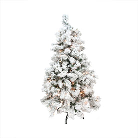 4.5' Pre-Lit Flocked Pine Medium Artificial Christmas Tree - Clear Lights
