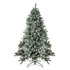 7.5' Pre-Lit Medium Flocked Winter Park Fir Artificial Christmas Tree - Warm Clear LED Lights
