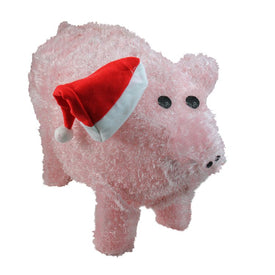 17" Pink and Red LED Lighted Pig Christmas Outdoor Decor