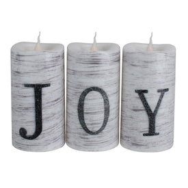6" Battery-Operated "JOY" LED Christmas Candle Decorations Set of 3