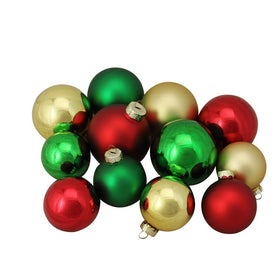 3.25" Red and Gold Shiny and Matte Glass Ball Christmas Ornaments 96-Count