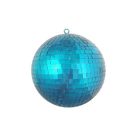8" Peacock Blue Mirrored Glass Disco Ball Christmas Ornament