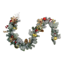 6 'x 12' Pre-Decorated Flocked Artificial Christmas Garland - Unlit