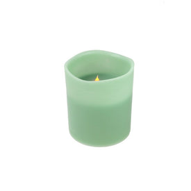 8" Sage Green Battery-Operated Flameless LED Lighted 3-Wick Flickering Wax Christmas Pillar Candle