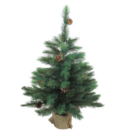 3' Medium Royal Oregon Pine Burlap Base Artificial Christmas Tree - Unlit