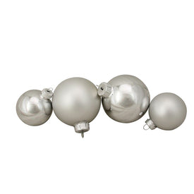 3.25" Silver Shiny and Matte Christmas Glass Ball Ornaments 96-Count
