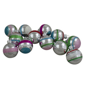 2.25" Silver and Pink Shiny Glitter Shatterproof Two-Finish Christmas Ball Ornaments 12-Count
