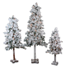 5' Pre-Lit Heavily Flocked Alpine Artificial Christmas Trees Set of 3 - Clear Lights