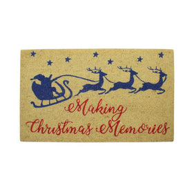 Santa and Reindeer Making Christmas Memories 18" x 30" Doormat