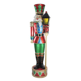 6' Red and Green Commercial Christmas Nutcracker Holding Street Lamp Outdoor Decor