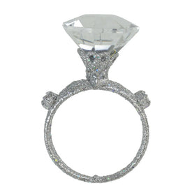 3" Silver Diva Glitter Faux Diamond Three Band Wedding Ring Christmas Ornament