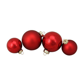 3.25" Shiny and Matte Red Glass Ball Christmas Ornaments 96-Count
