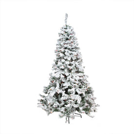 9' Pre-Lit Heavily Flocked Pine Medium Artificial Christmas Tree - Multi-Color Lights