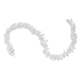 9' x 8" Pre-Lit Snow White Artificial Christmas Garland - Clear Lights