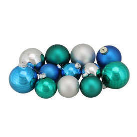 3.25" Blue and Silver Two-Finish Christmas Ball Ornaments 96-Count