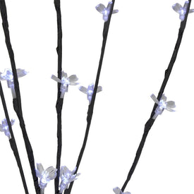 2.5' Pre-Lit Cherry Blossom Artificial Tree Branches Set of 3 - Pure White LED Lights