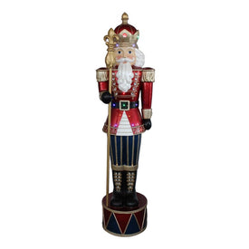 6' Red and Gold LED Commercial Nutcracker with Scepter Christmas Decoration
