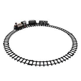Nine-Piece Battery-Operated Black and Silver Lighted & Animated Classic Train Set with Sound