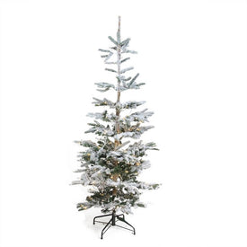 9' Pre-Lit Noble Fir Flocked Artificial Christmas Tree - Warm Clear LED Lights