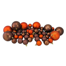 5.5" Chocolate Brown and Burnt Orange Shatterproof Four-Finish Christmas Ornaments 125-Count