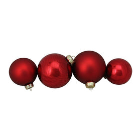 4" Red Two-Finish Glass Ball Christmas Ornaments 72-Count