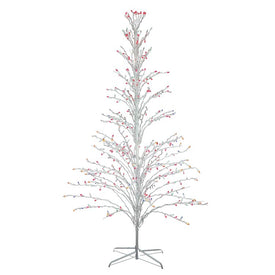 6' White Cascade Twig Tree Christmas Outdoor Decoration - Multi Lights