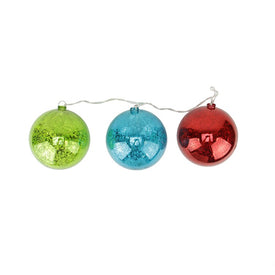 Lighted Multi-Color Mercury Glass Finish Ball Christmas Ornaments Set of 3 - Clear Lights