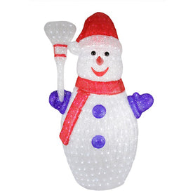 48" Pre-Lit Red and White Commercial Grade Acrylic Snowman Christmas Outdoor Decor