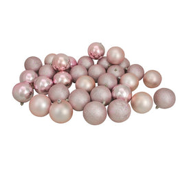 3.25" Pink Shatterproof Four-Finish Christmas Ball Ornaments 32-Count