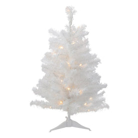 2' Pre-Lit White Medium Artificial Christmas Tree - Clear LED Lights