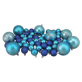 5.5" Peacock Blue Shatterproof Four-Finish Christmas Ornaments 125-Count