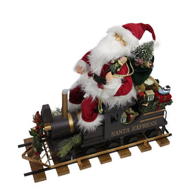 22" Santa Express Train Christmas Figure on Railroad Track Base