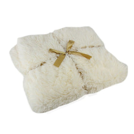 Cream White Plush Christmas Decorative Rectangular Throw Blanket 50" x 60"