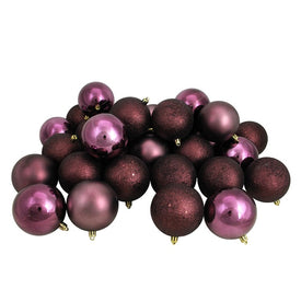 3.25" Purple Shatterproof Four-Finish Christmas Ball Ornaments 32-Count